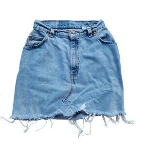 Vintage Distressed Cut Off Levi's Orange Tab Jean Mini Skirt Size XS W24